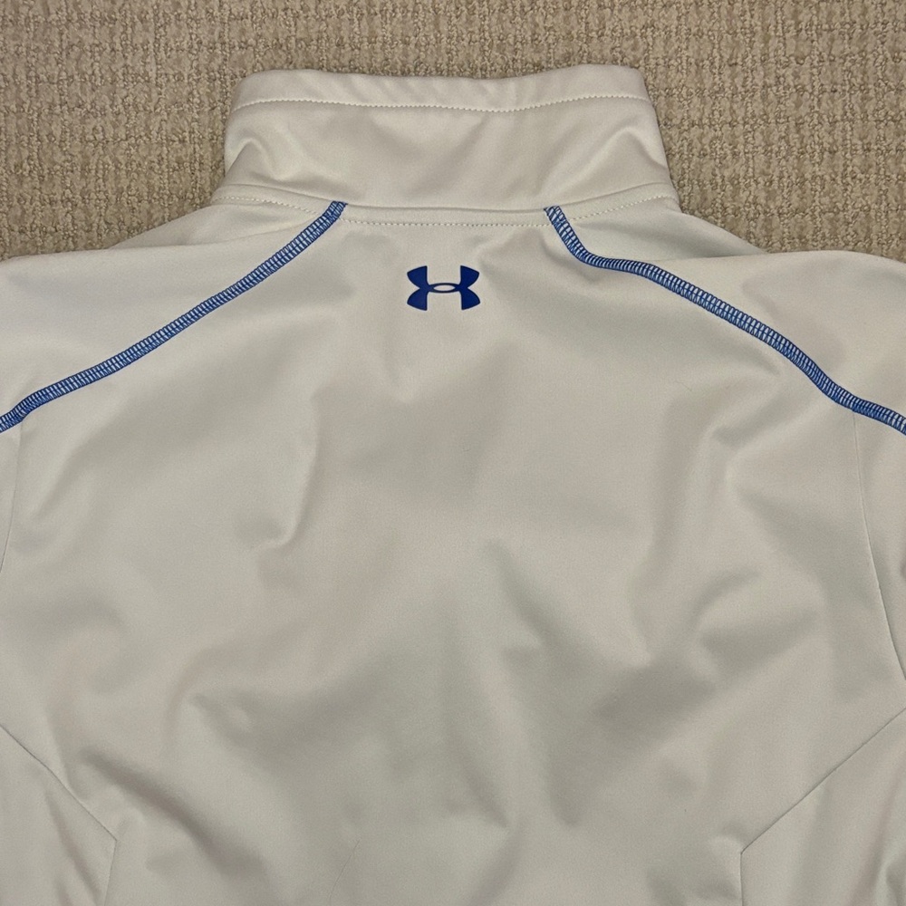 Under Armour Men's White and Blue 3/4 zip Performance Jacket - Picture 6 of 6